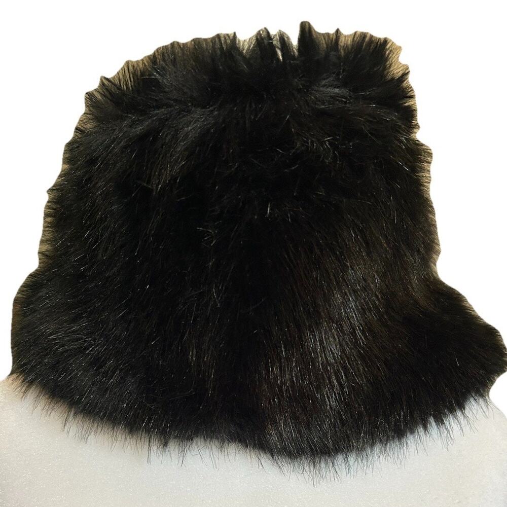 wool faux fur Black Neck Warmer Viscose quiet luxury glamorous classic NWOT